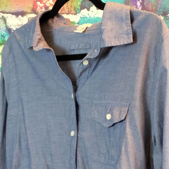 J. Crew Chambray Popover Tunic Top M - Picture 4 of 9